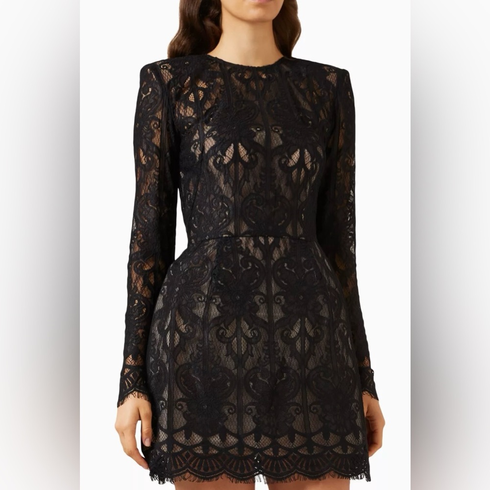 Bronx and Banco - Mini Black Lace Long Sleeve Dress EUC